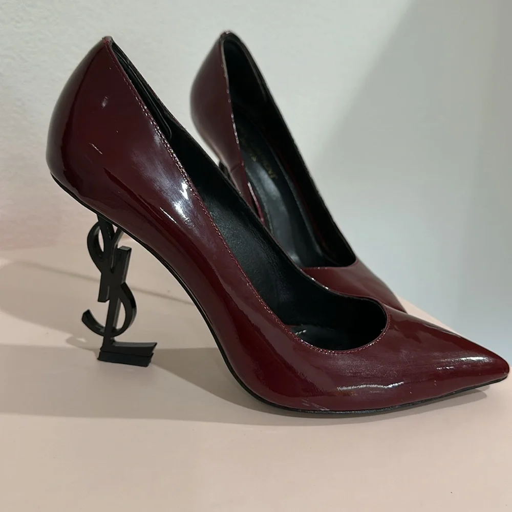 SAINT LAURENT OPYUM PUMPS IN PATENT LEATHER IN BURGUNDY - Picture 3 of 7